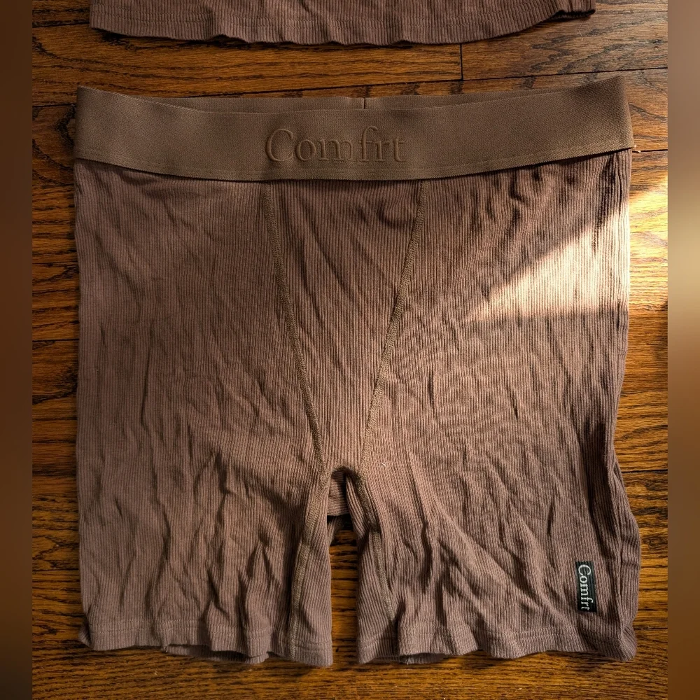 Comfrt Brown Soft Ribbed Tank And Boxer Athleisure Lounge Set Size XL - Picture 7 of 9